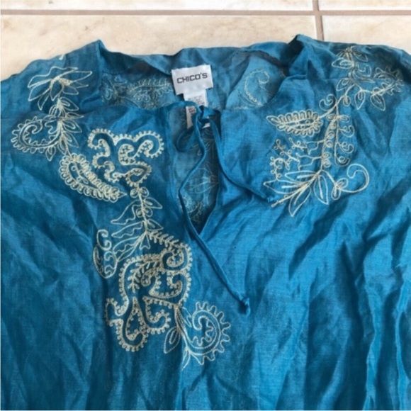 Chico’s Silk Embroidered Tunic - Picture 2 of 7